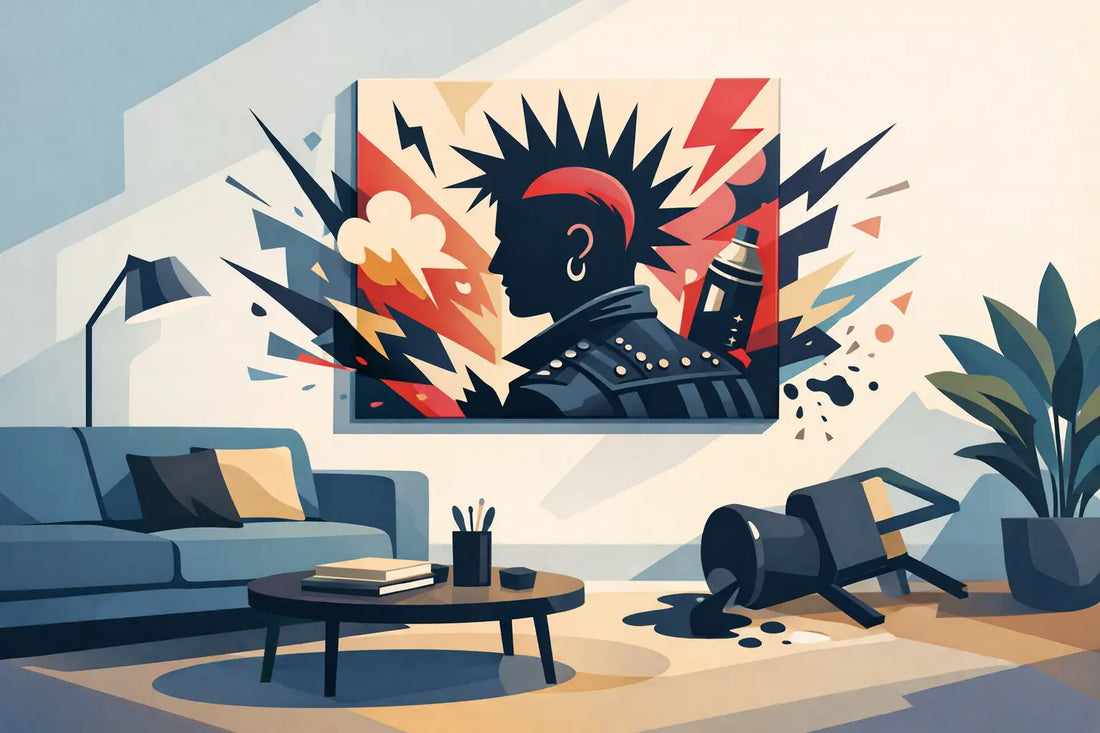 Punk kunst aan de muur die je ruimte wakker schudt