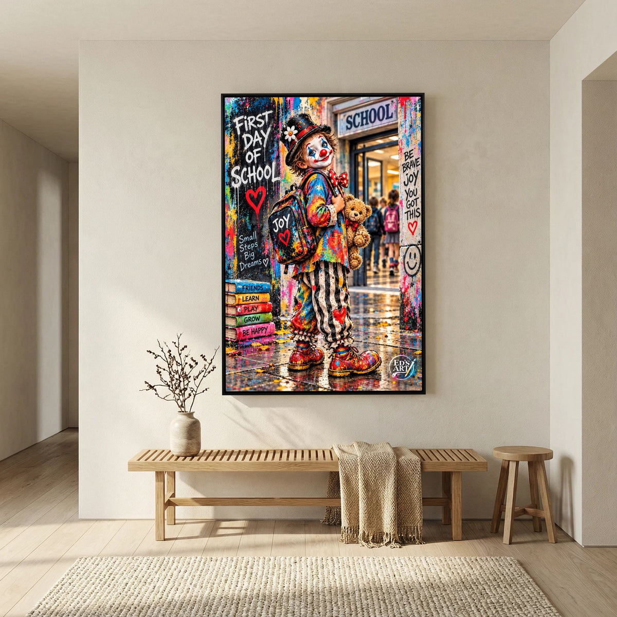 Joy, First Day At School print on canvas