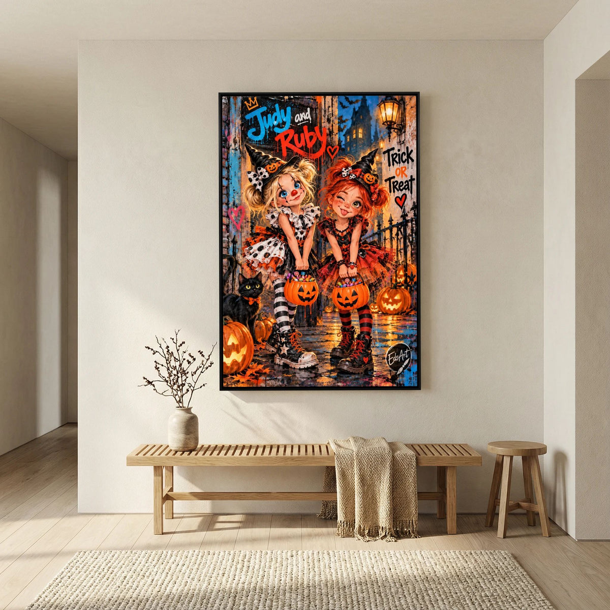 Judy And Ruby Halloween print on canvas