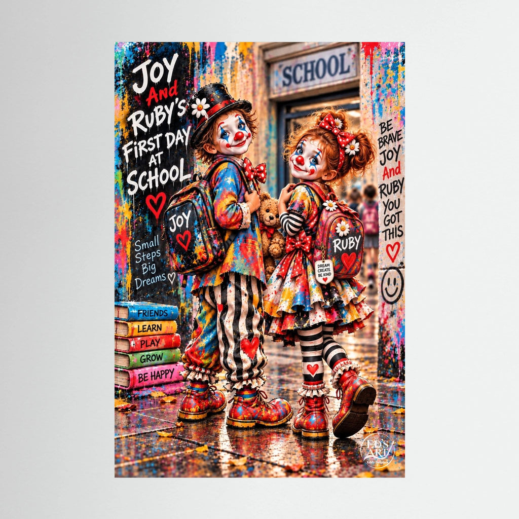 Joy And Ruby’s First Day At School print on canvas