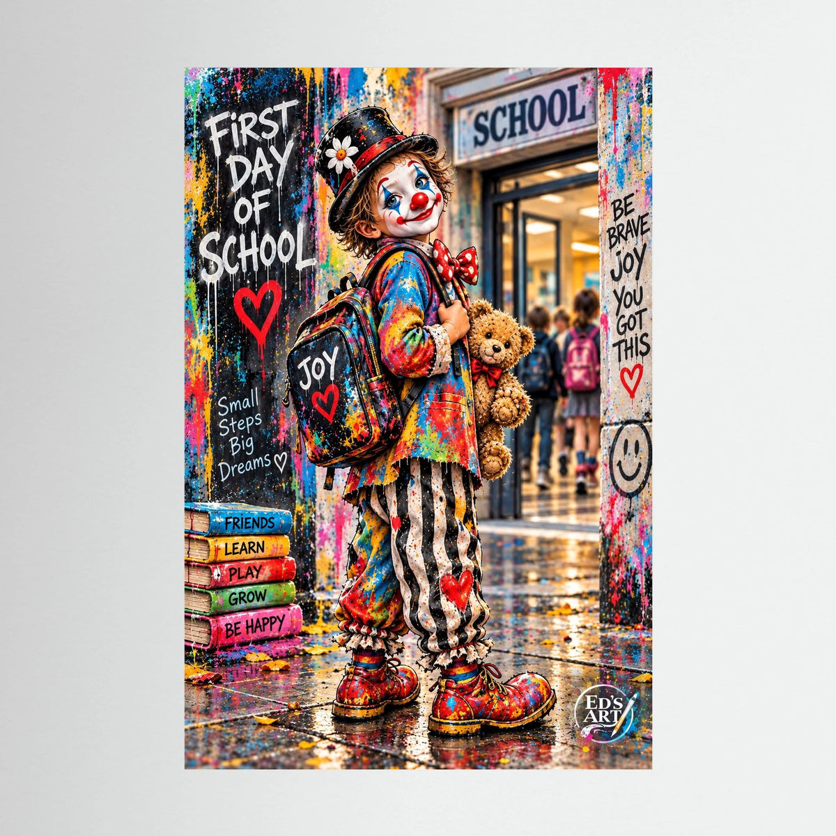 Joy, First Day At School print on canvas