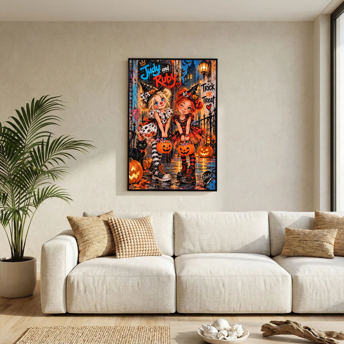 Judy And Ruby Halloween print on canvas