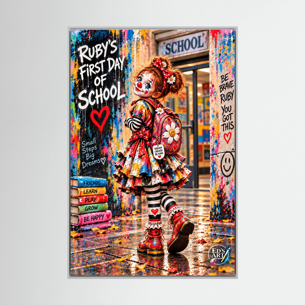Ruby’s First Day At School print on canvas