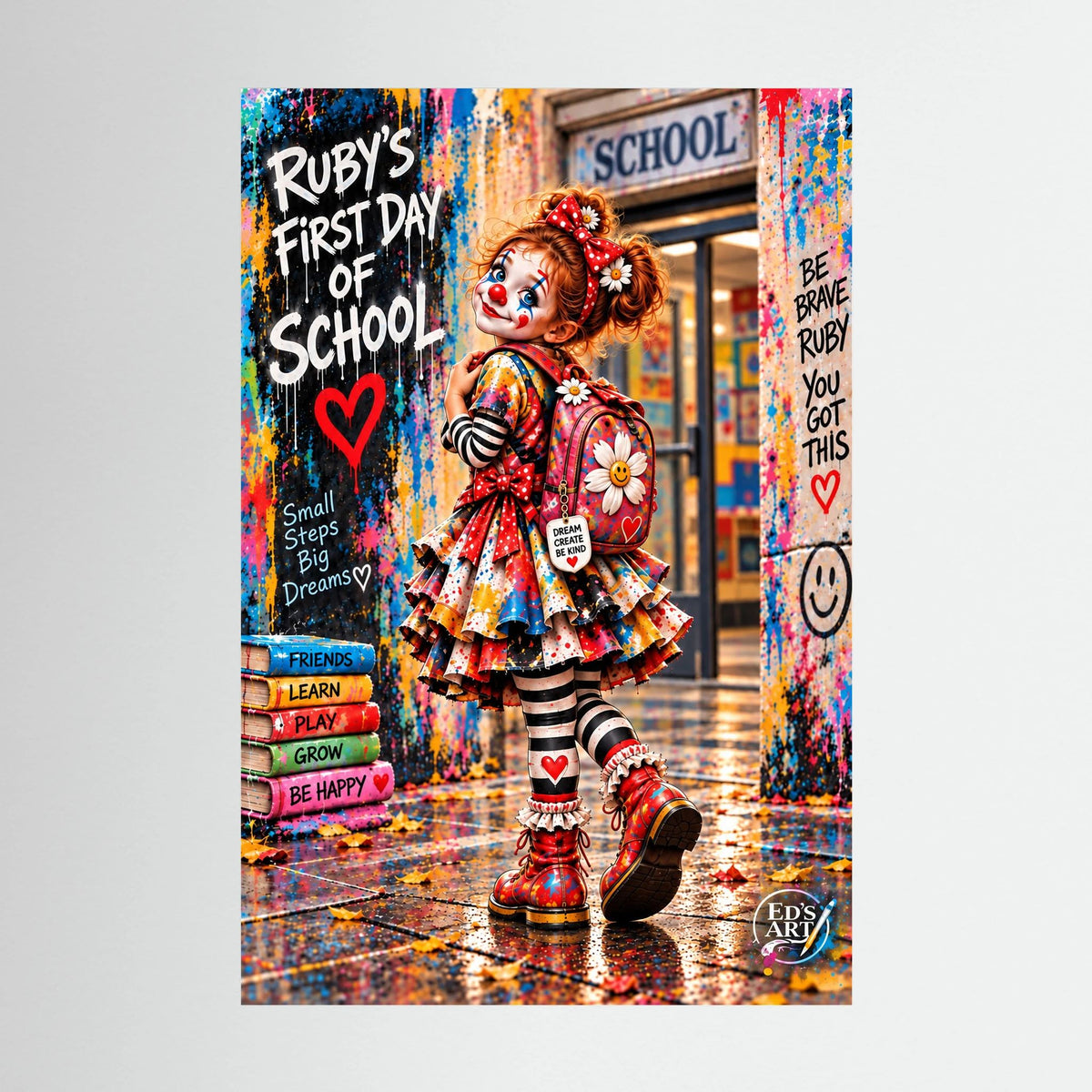 Ruby’s First Day At School print on canvas
