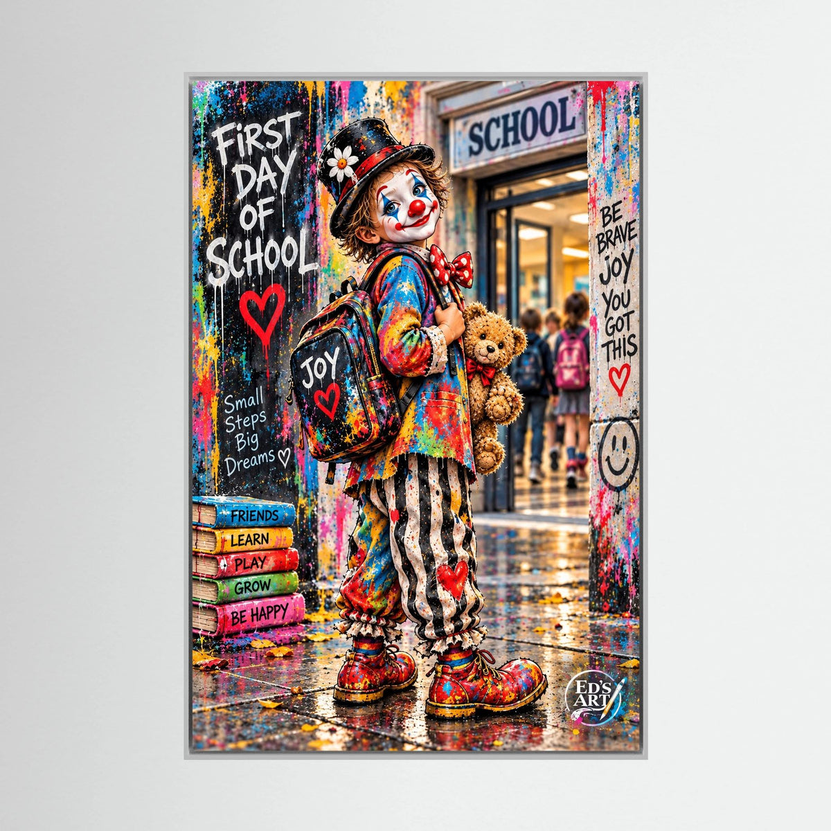 Joy, First Day At School print on canvas