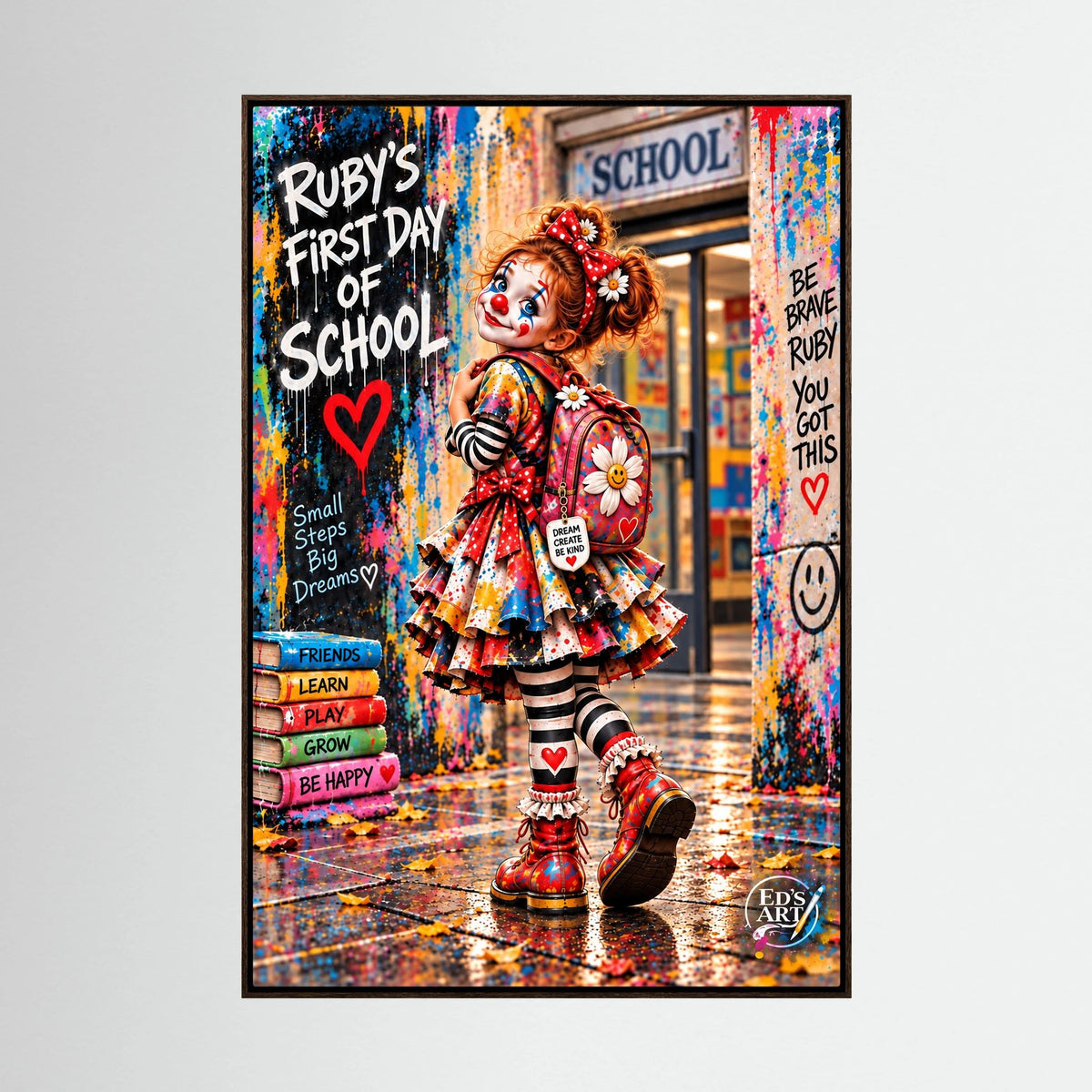 Ruby’s First Day At School print on canvas