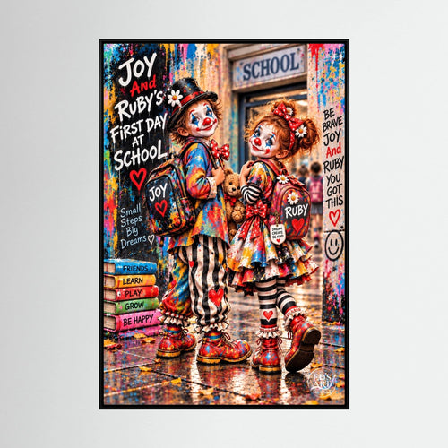 Joy And Ruby’s First Day At School print on canvas
