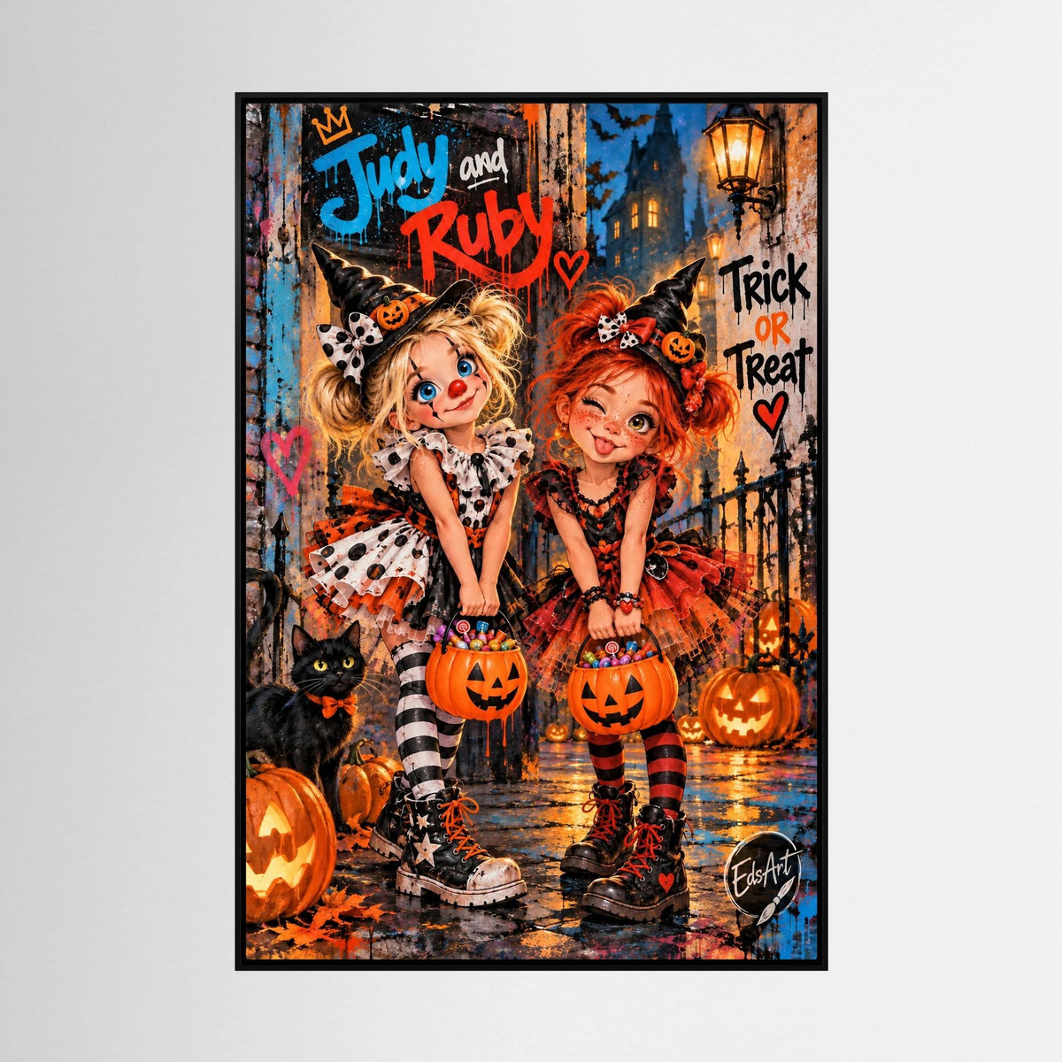 Judy And Ruby Halloween print on canvas